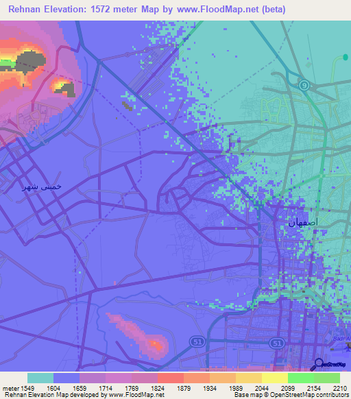 Rehnan,Iran Elevation Map