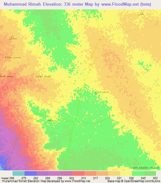 Muhammad Rimah,Syria Elevation Map
