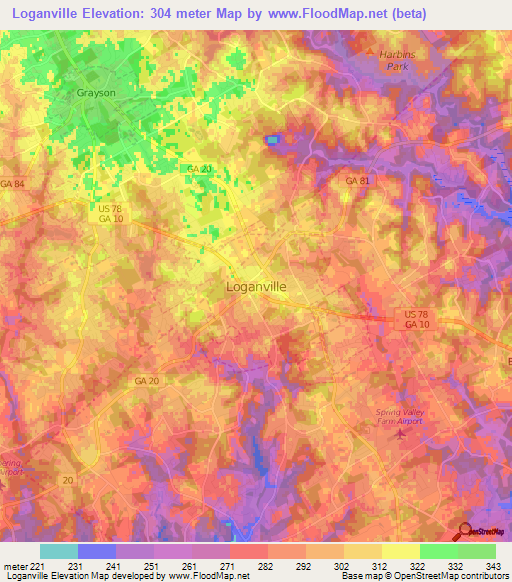Elevation of Loganville,US Elevation Map, Topography, Contour