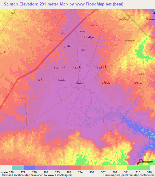Salman,Syria Elevation Map