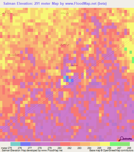 Salman,Syria Elevation Map