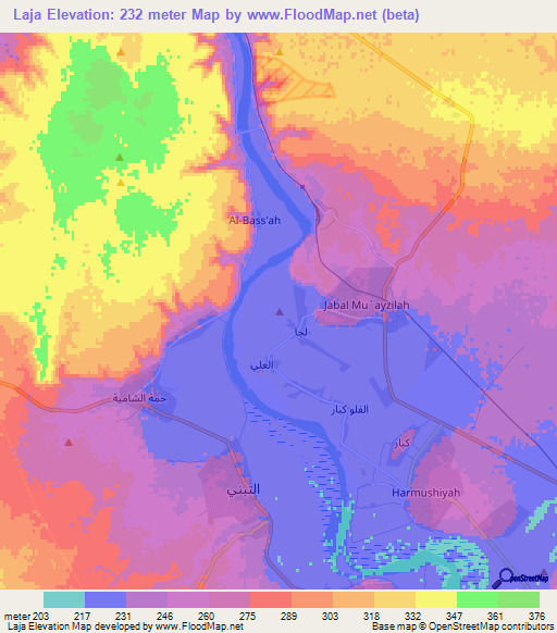 Laja,Syria Elevation Map