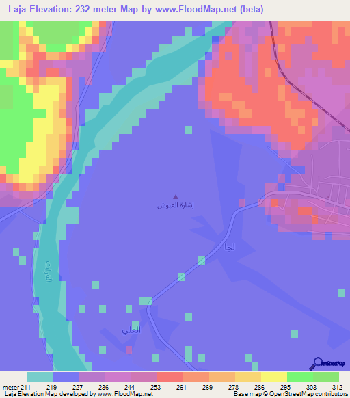 Laja,Syria Elevation Map