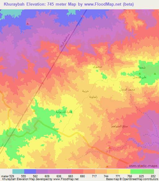 Khuraybah,Syria Elevation Map