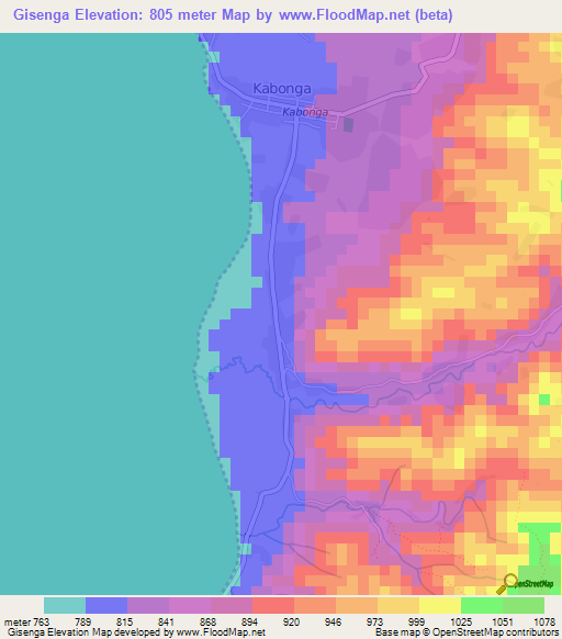 Gisenga,Burundi Elevation Map