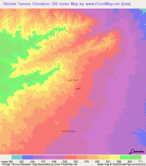 Khirbat Tannuz,Syria Elevation Map