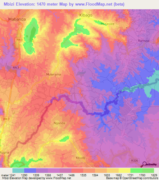 Mbizi,Burundi Elevation Map