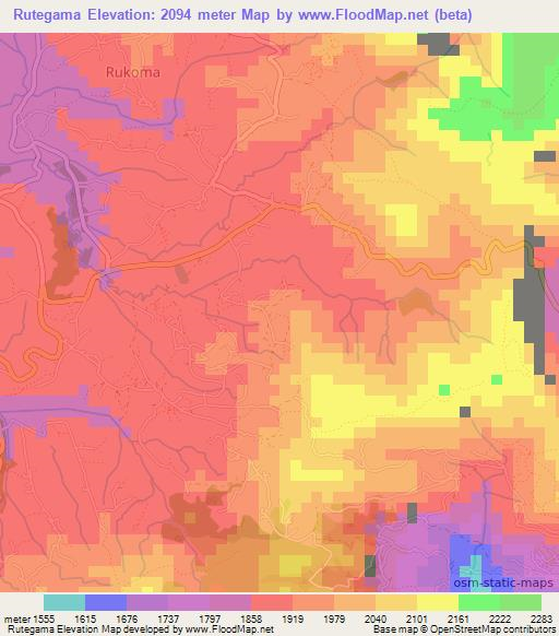 Rutegama,Burundi Elevation Map