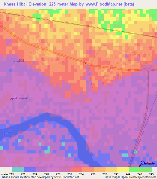 Khass Hibal,Syria Elevation Map