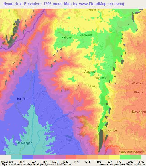 Nyamirinzi,Burundi Elevation Map