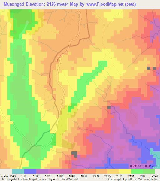 Musongati,Burundi Elevation Map