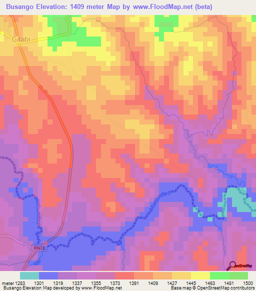 Busango,Burundi Elevation Map