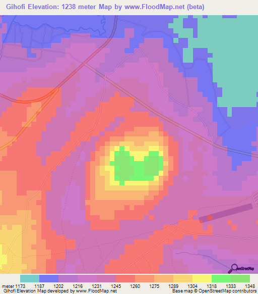 Gihofi,Burundi Elevation Map