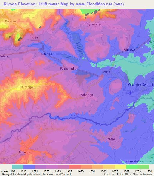 Kivoga,Burundi Elevation Map