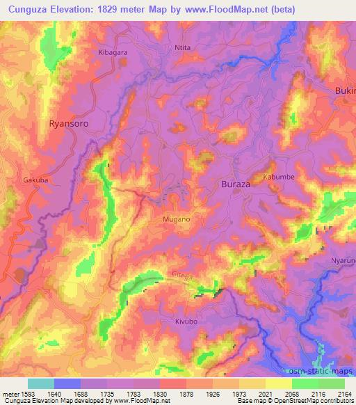 Cunguza,Burundi Elevation Map