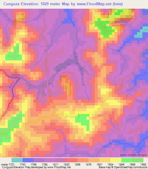Cunguza,Burundi Elevation Map