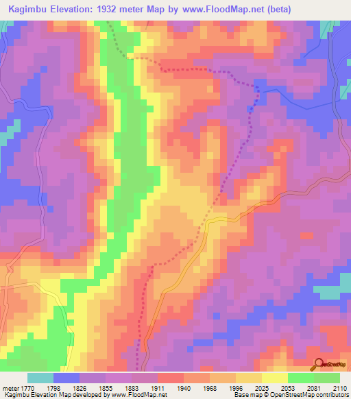 Kagimbu,Burundi Elevation Map