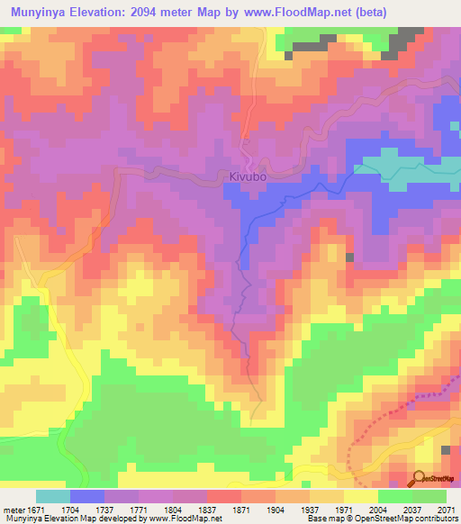 Munyinya,Burundi Elevation Map