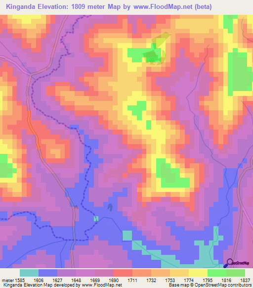 Kinganda,Burundi Elevation Map