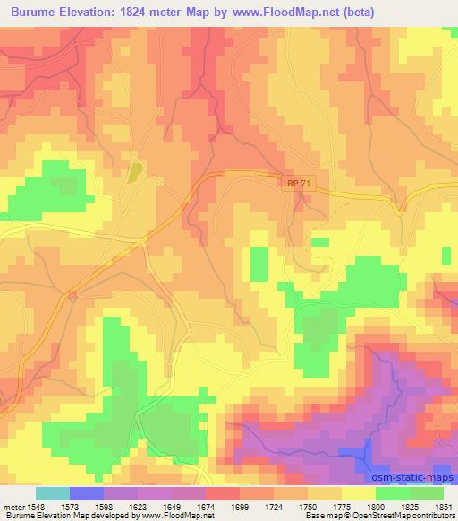 Burume,Burundi Elevation Map