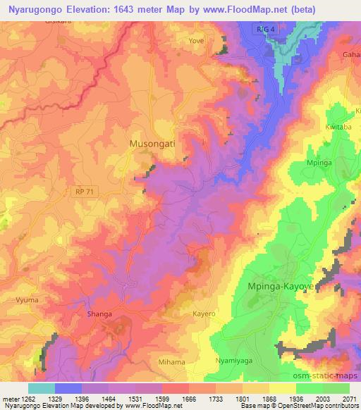 Nyarugongo,Burundi Elevation Map