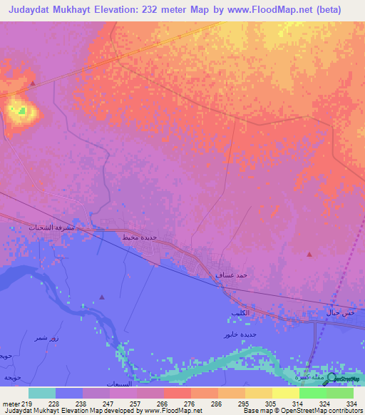 Judaydat Mukhayt,Syria Elevation Map
