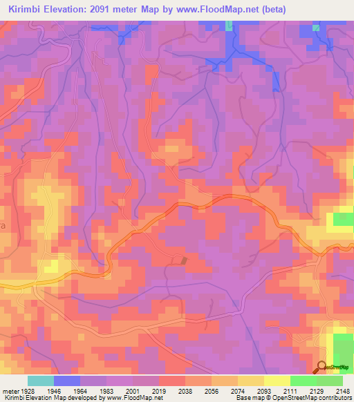 Kirimbi,Burundi Elevation Map