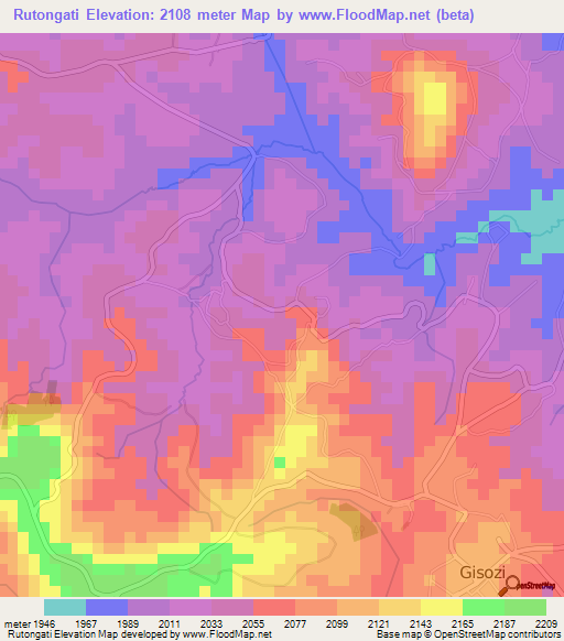 Rutongati,Burundi Elevation Map