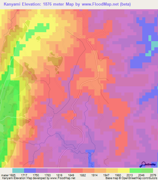 Kanyami,Burundi Elevation Map