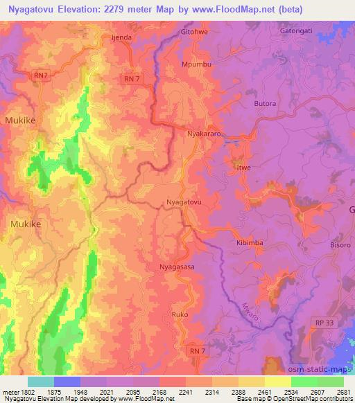 Nyagatovu,Burundi Elevation Map