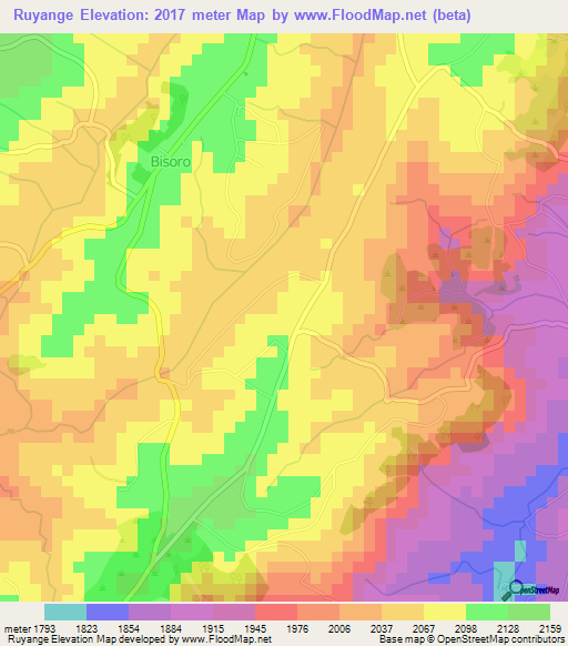 Ruyange,Burundi Elevation Map