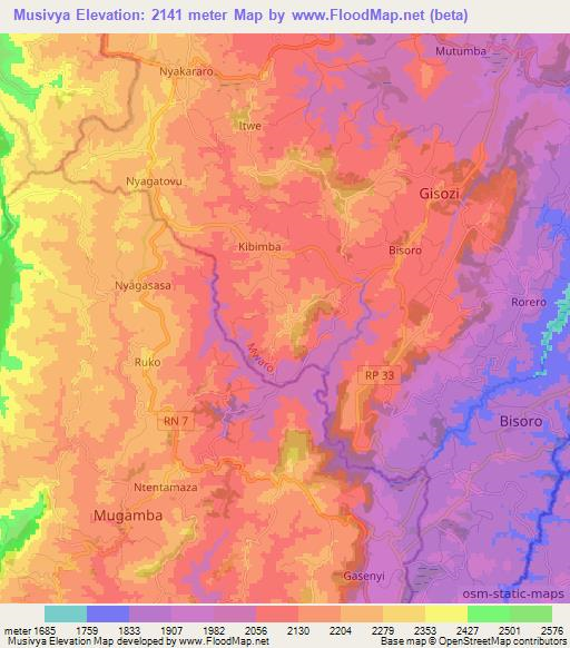 Musivya,Burundi Elevation Map