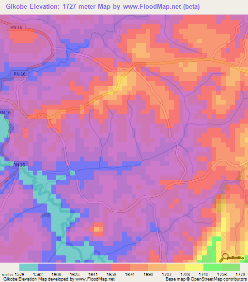 Gikobe,Burundi Elevation Map