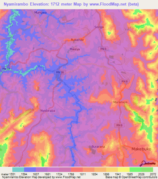 Nyamirambo,Burundi Elevation Map
