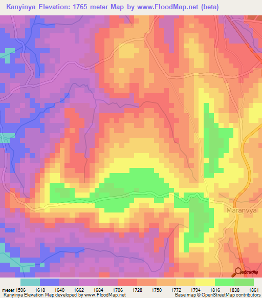 Kanyinya,Burundi Elevation Map