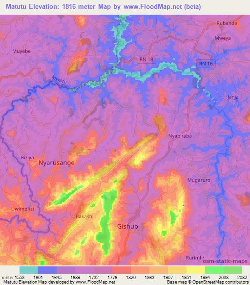 Matutu,Burundi Elevation Map