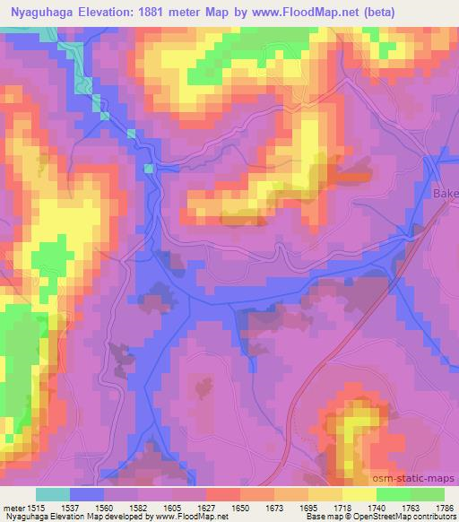 Nyaguhaga,Burundi Elevation Map