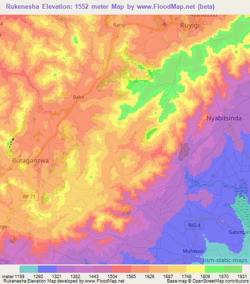 Rukenesha,Burundi Elevation Map