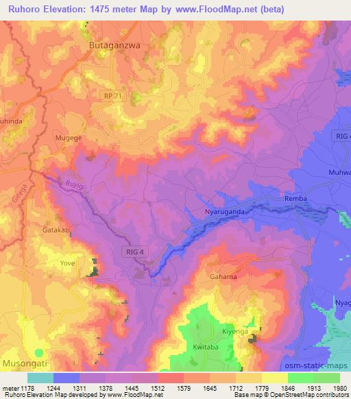 Ruhoro,Burundi Elevation Map