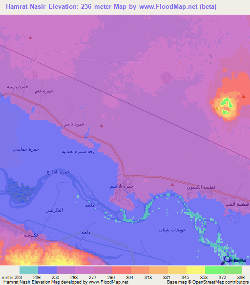 Hamrat Nasir,Syria Elevation Map