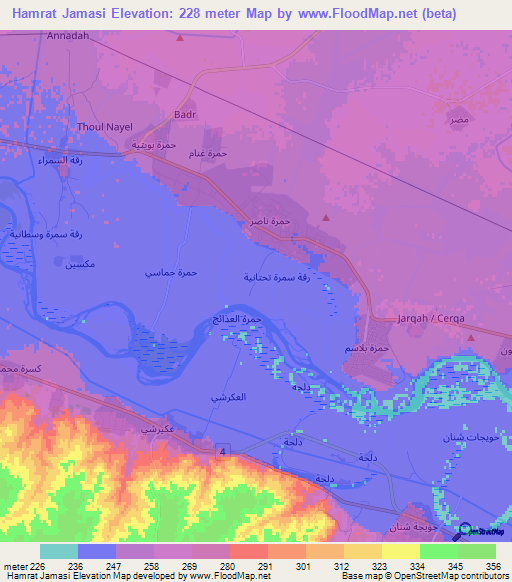 Hamrat Jamasi,Syria Elevation Map