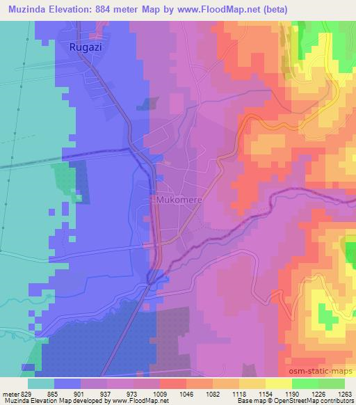Muzinda,Burundi Elevation Map