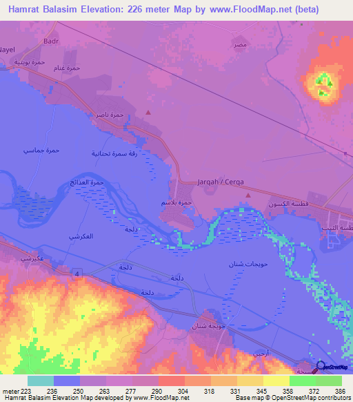Hamrat Balasim,Syria Elevation Map