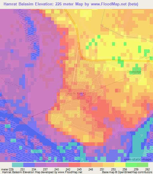 Hamrat Balasim,Syria Elevation Map