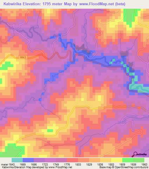 Kabwirika,Burundi Elevation Map