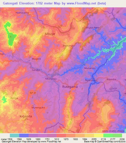 Gatongati,Burundi Elevation Map