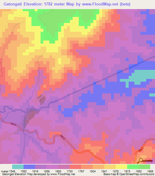 Gatongati,Burundi Elevation Map