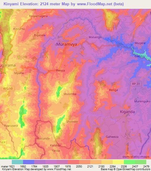 Kinyami,Burundi Elevation Map
