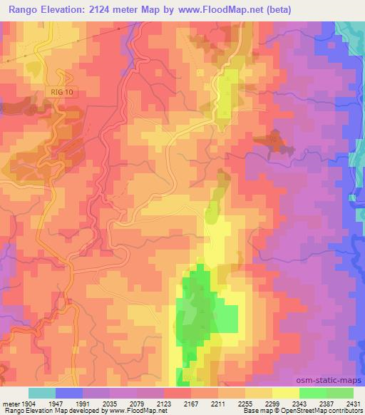 Rango,Burundi Elevation Map