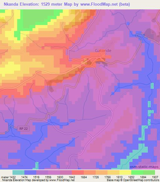 Nkanda,Burundi Elevation Map